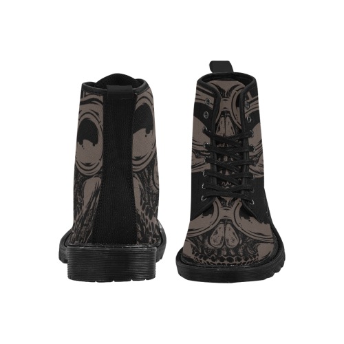 Skull With Goggles Martin Boots for Men (Black) (Model 1203H)