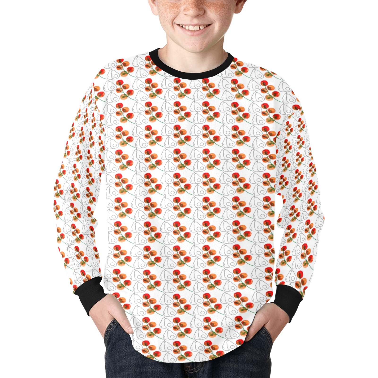 fruits Kids' Rib Cuff Long Sleeve T-shirt (Model T64)