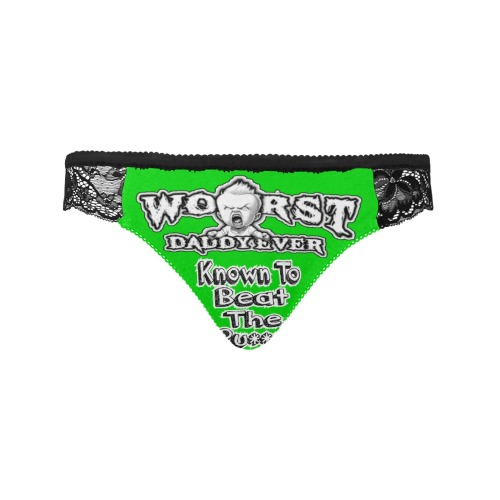 Worstdaddyever Green Lace Panties Women's Lace Panty (Model L41)