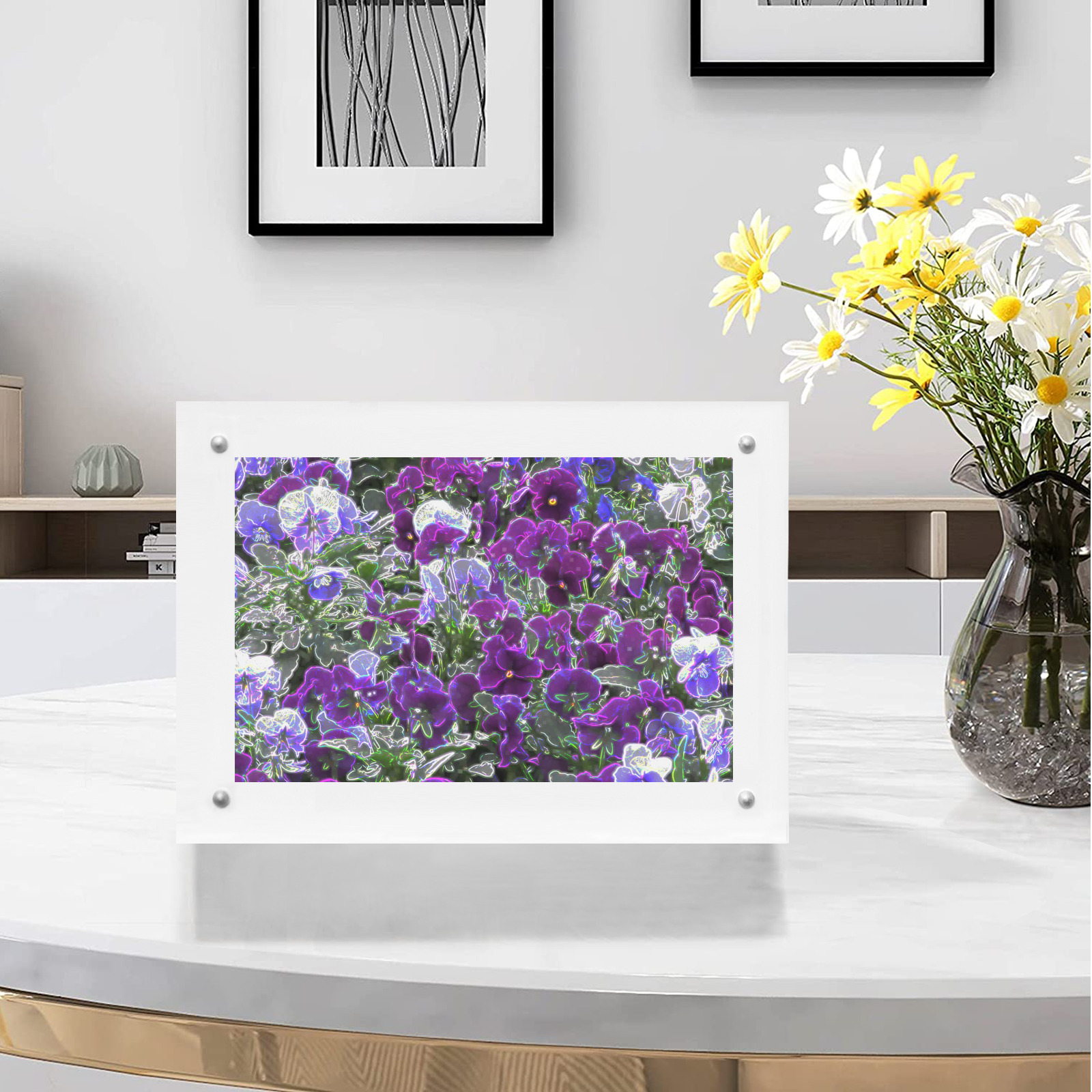 Field Of Purple Flowers 8420 Acrylic Magnetic Photo Frame 7"x5"
