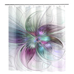 Colorful Abstract Flower Modern Floral Fractal Art Shower Curtain 72"x84"