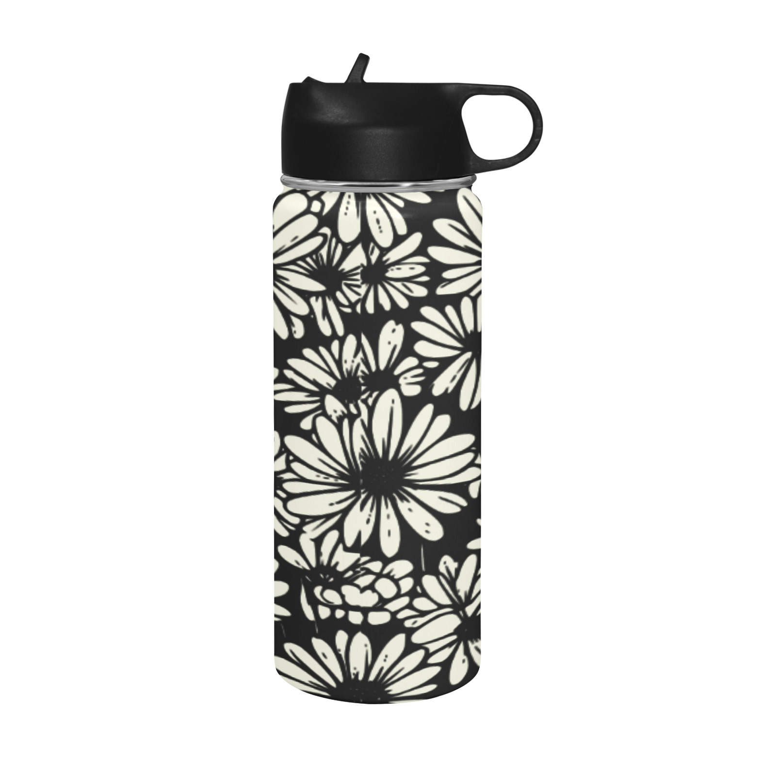 daisies Insulated Water Bottle with Straw Lid (18 oz)