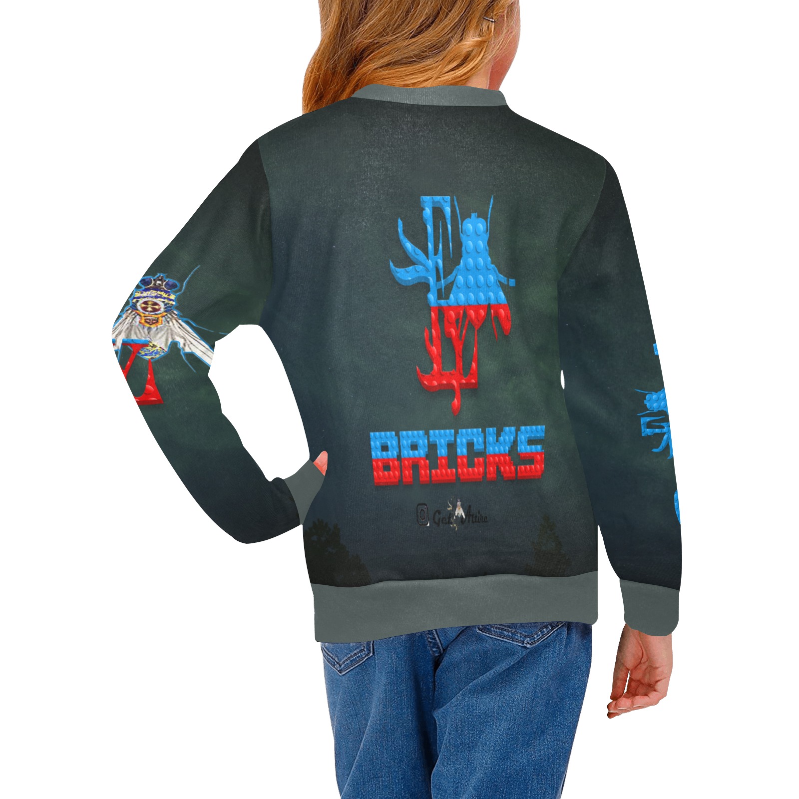 Bricks Collectable Fly Girls' All Over Print Crew Neck Sweater (Model H49)