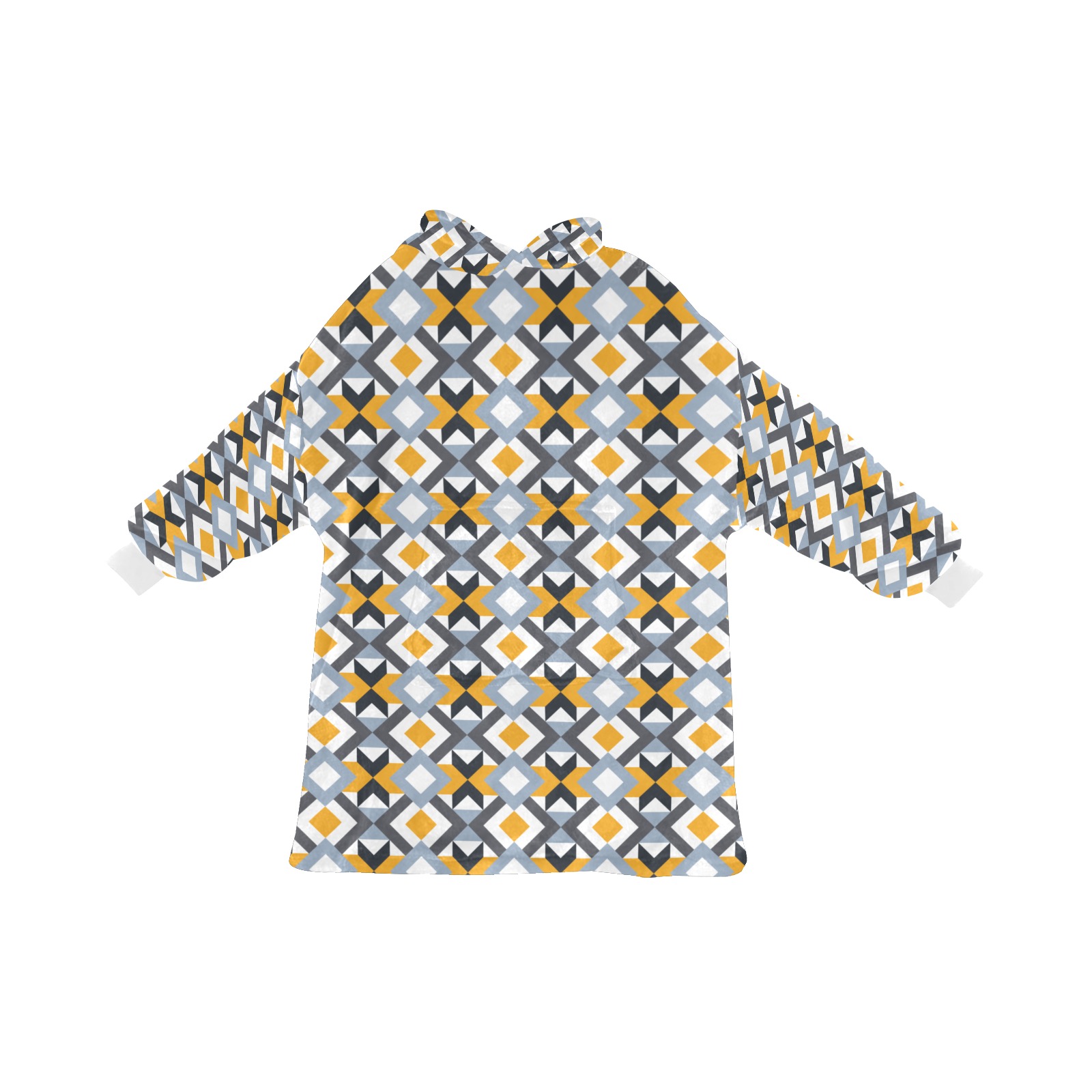 Retro Angles Abstract Geometric Pattern Blanket Hoodie for Women