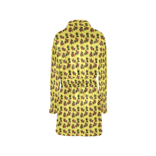cute deer pattern yellow Women's All Over Print Night Robe
