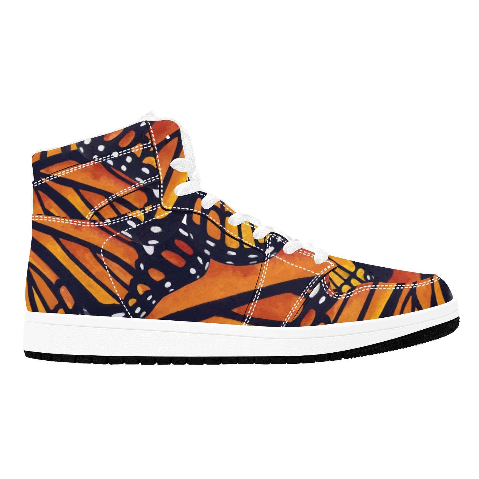 Orange Monarch Butterflies Men's High Top Sneakers (Model 20042)