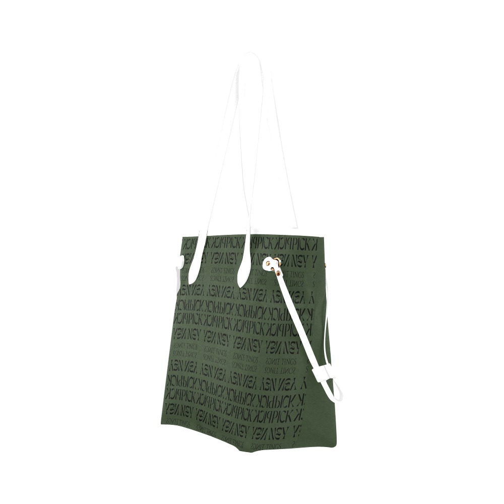 Pickney Tings Handbag Green and White Clover Canvas Tote Bag (Model 1661)