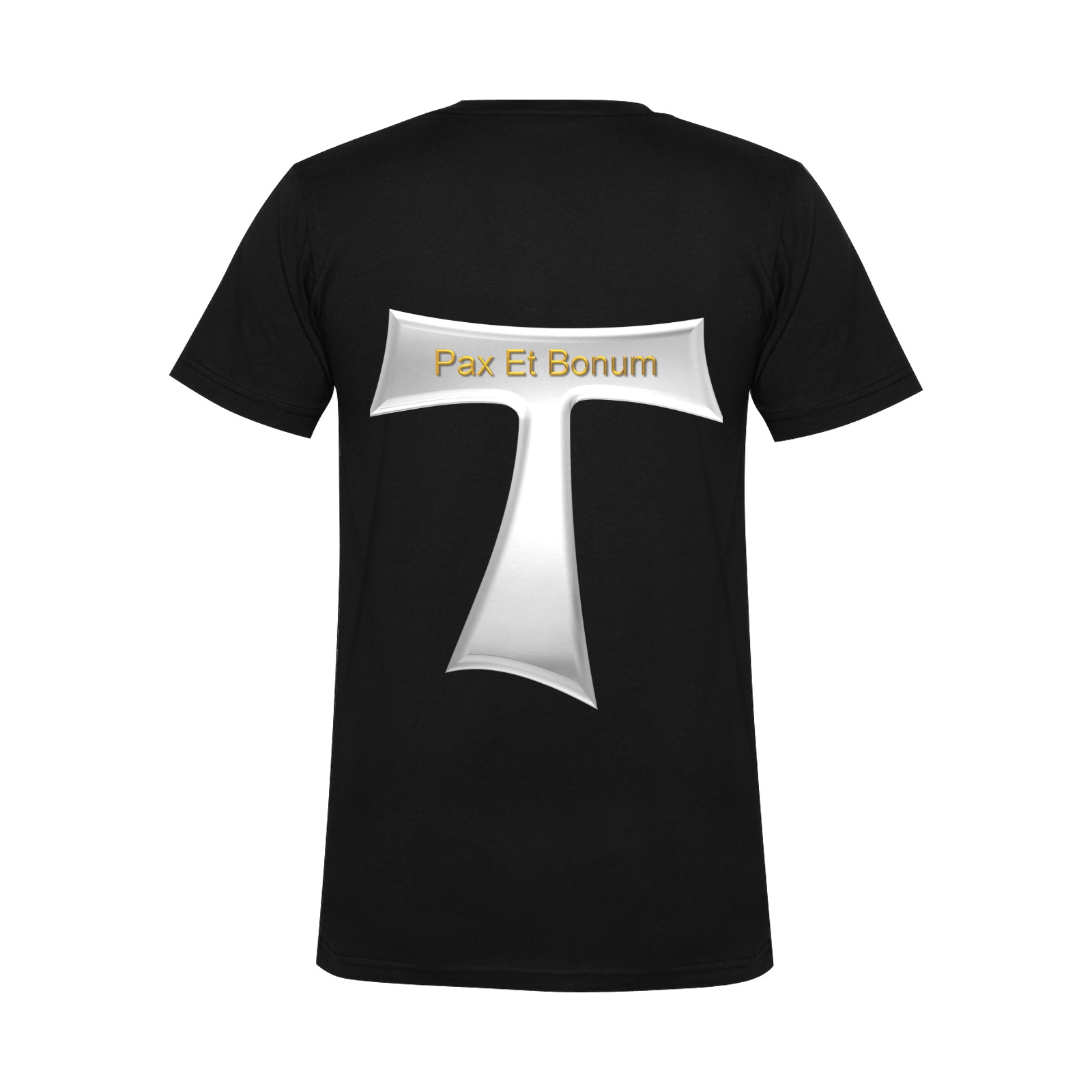 Franciscan Tau Cross Pax Et Bonum Silver Metallic Men's V-Neck T-shirt (USA Size) (Model T10)