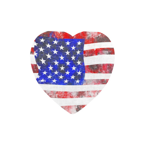 Extreme Grunge American Flag of the USA Heart-Shaped Jigsaw Puzzle (Set of 75 Pieces)