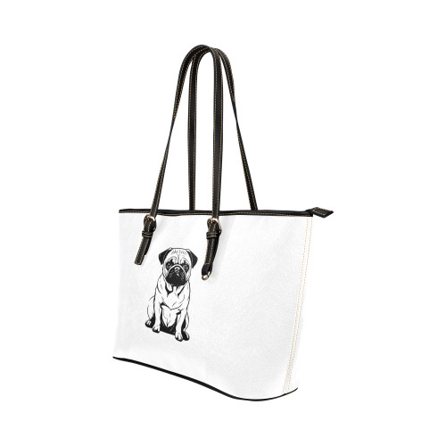 pug Leather Tote Bag/Large (Model 1651)