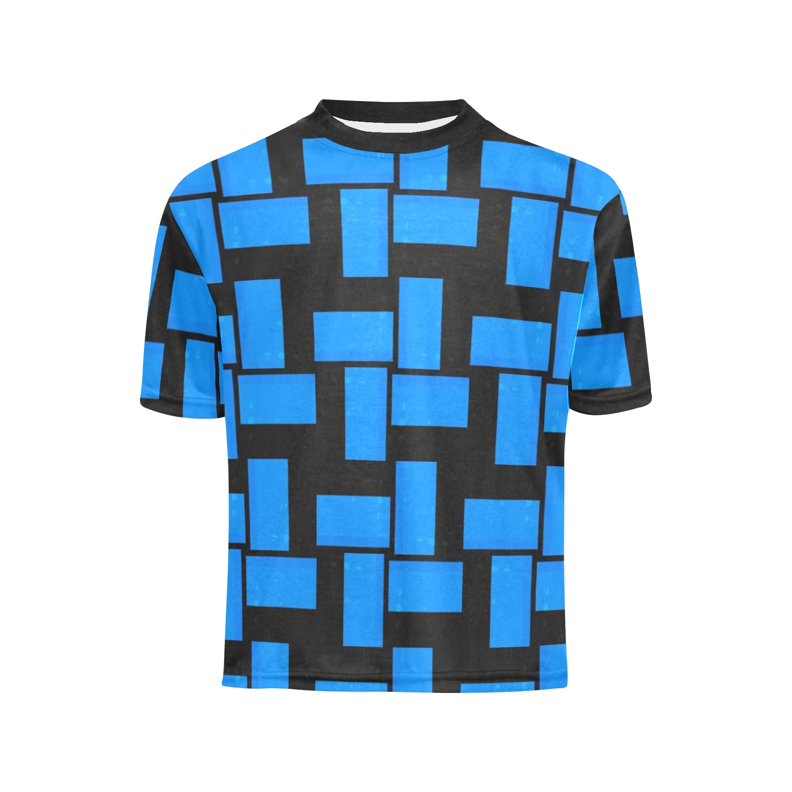 Black and Blue Abstract Little Boys' All Over Print Crew Neck T-Shirt (Model T40-2)