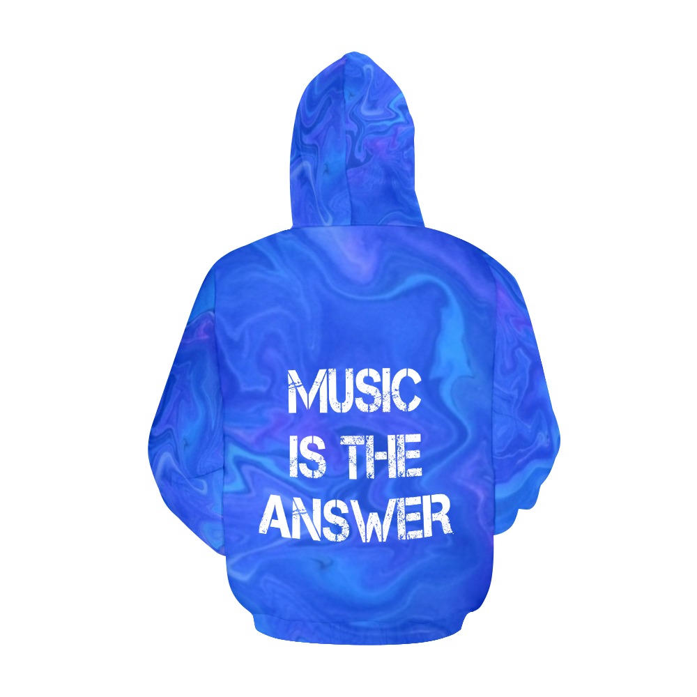 MUSIC IS THE ANSWER All Over Print Hoodie for Women (USA Size) (Model H13)