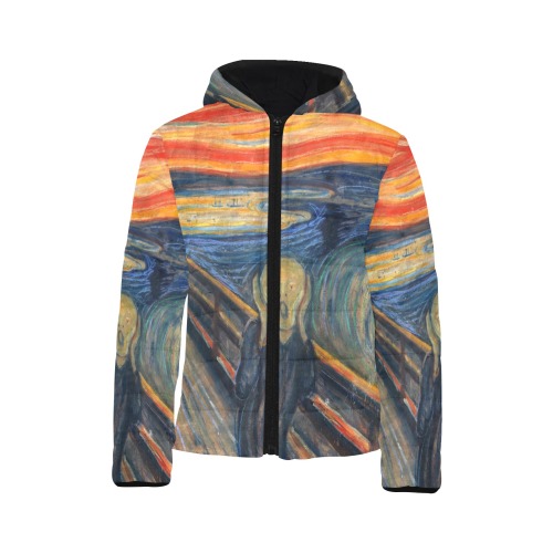 Edvard Munch-The scream Kids' Padded Hooded Jacket (Model H45)
