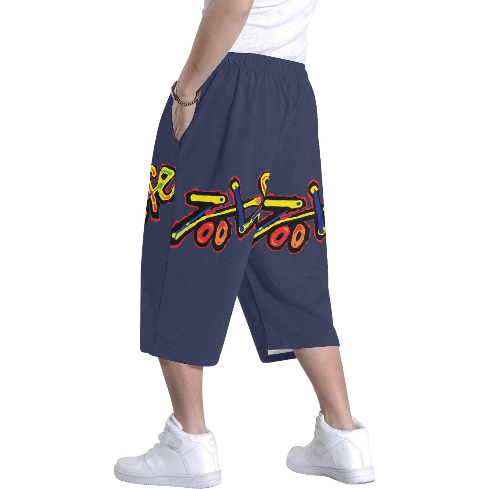 ZL.LOGO.NVY.BLU. Men's All Over Print Baggy Shorts (Model L37)