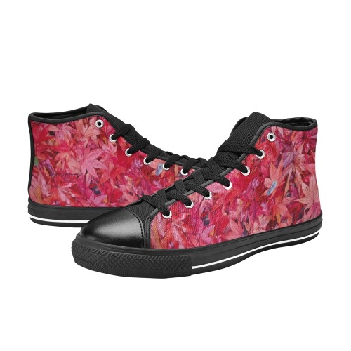 Red Leaves Women's Classic High Top Canvas Shoes (Model 017)