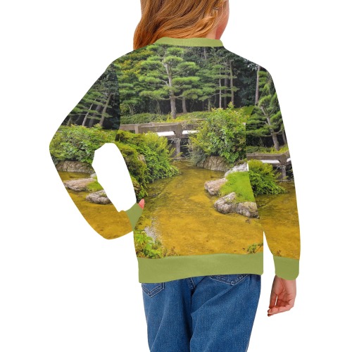 Japanese garden Girls' All Over Print Crew Neck Sweater (Model H49)