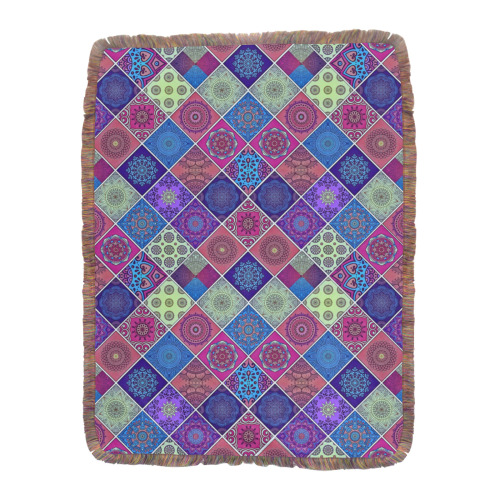 Arabian Style Ultra-Soft Fringe Blanket 60"x80" (Mixed Green)