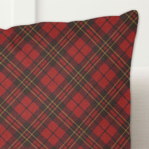 Red tartan plaid winter Christmas pattern holidays Linen Zippered Pillowcase 18"x18"(One Side)