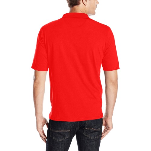 Merry Christmas Red Solid Color Men's All Over Print Polo Shirt (Model T55)