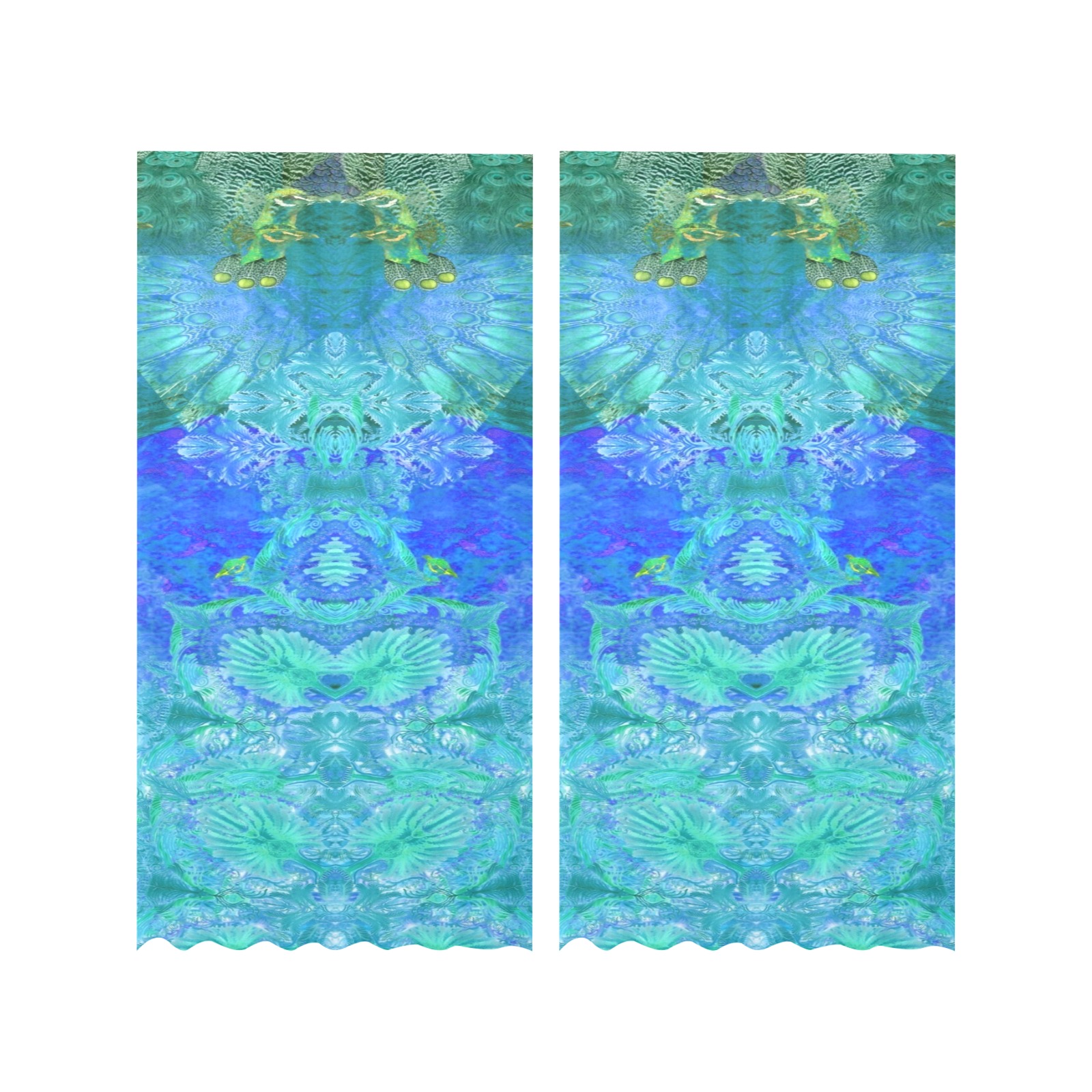 peacock 3 Gauze Curtain 28"x84" (Two-Piece)