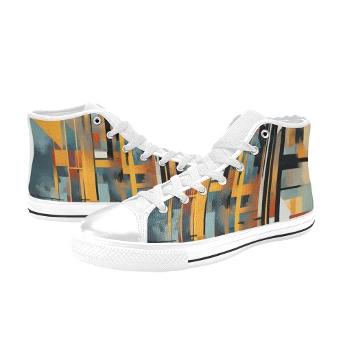 Urbanistic colorful geometric cool abstract art Men’s Classic High Top Canvas Shoes (Model 017)