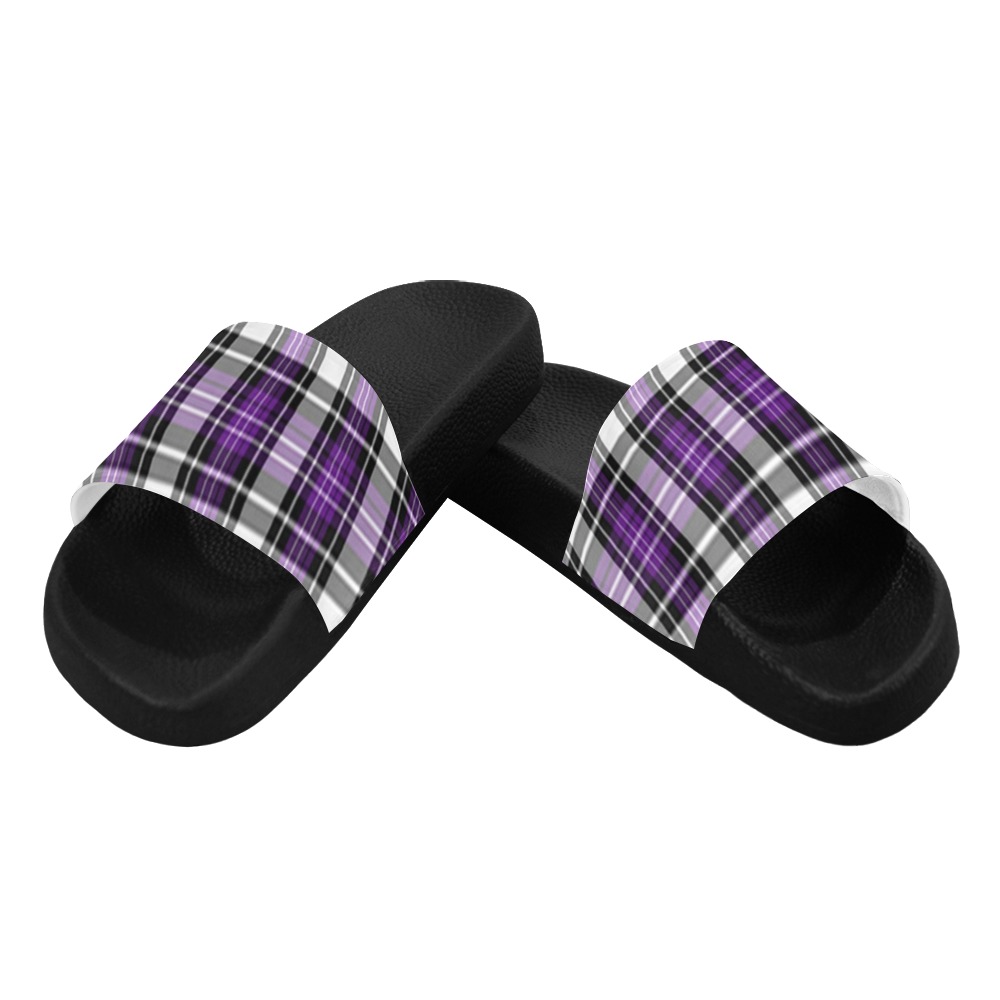 Purple Black Plaid Men's Slide Sandals (Model 057)