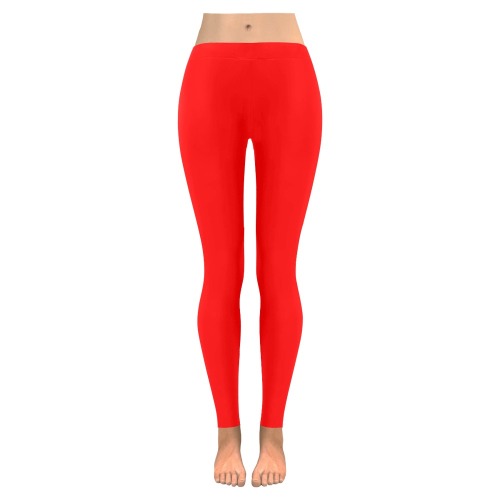 Merry Christmas Red Solid Color Women's Low Rise Leggings (Invisible Stitch) (Model L05)