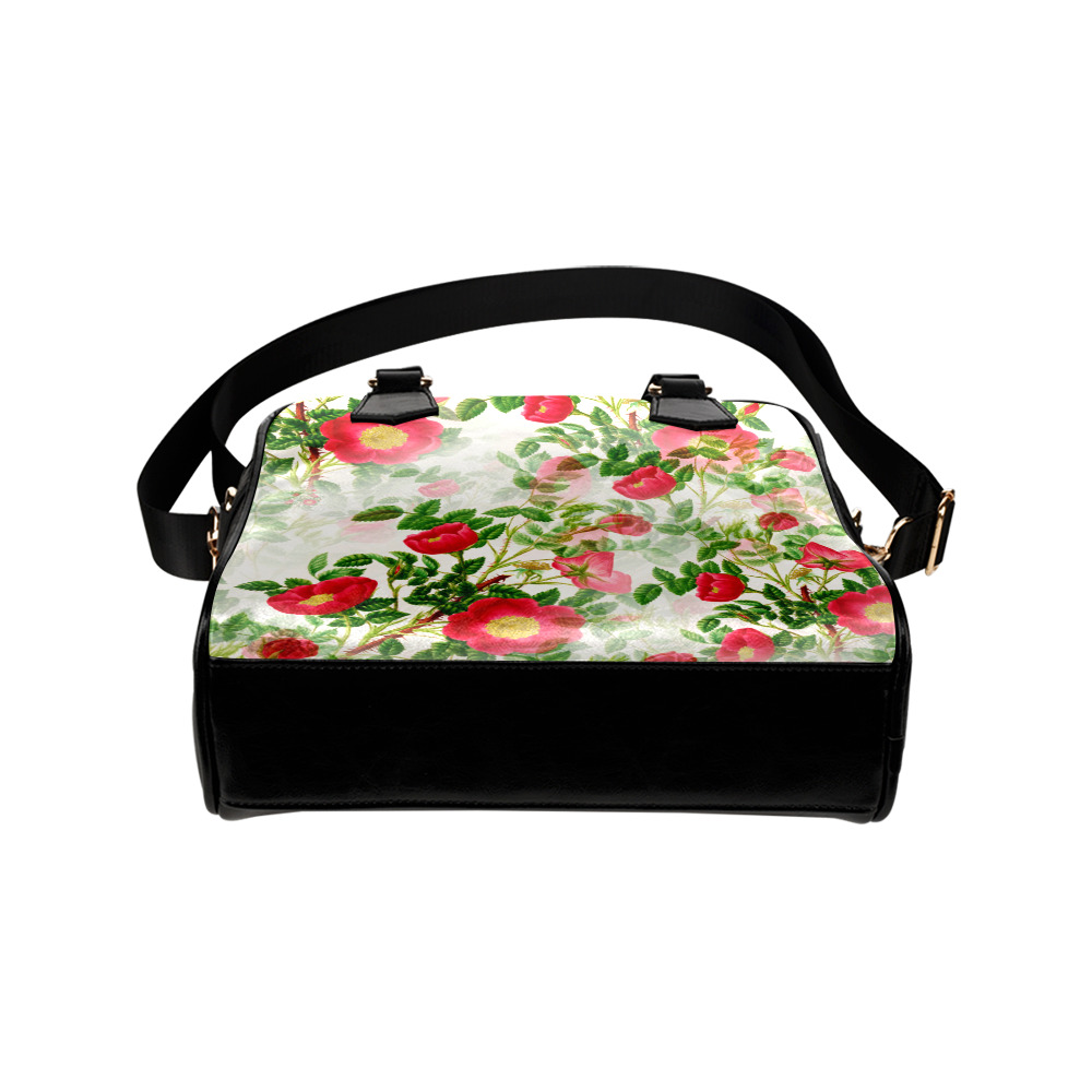 Vintage Red Floral Blossom Shoulder Handbag (Model 1634)