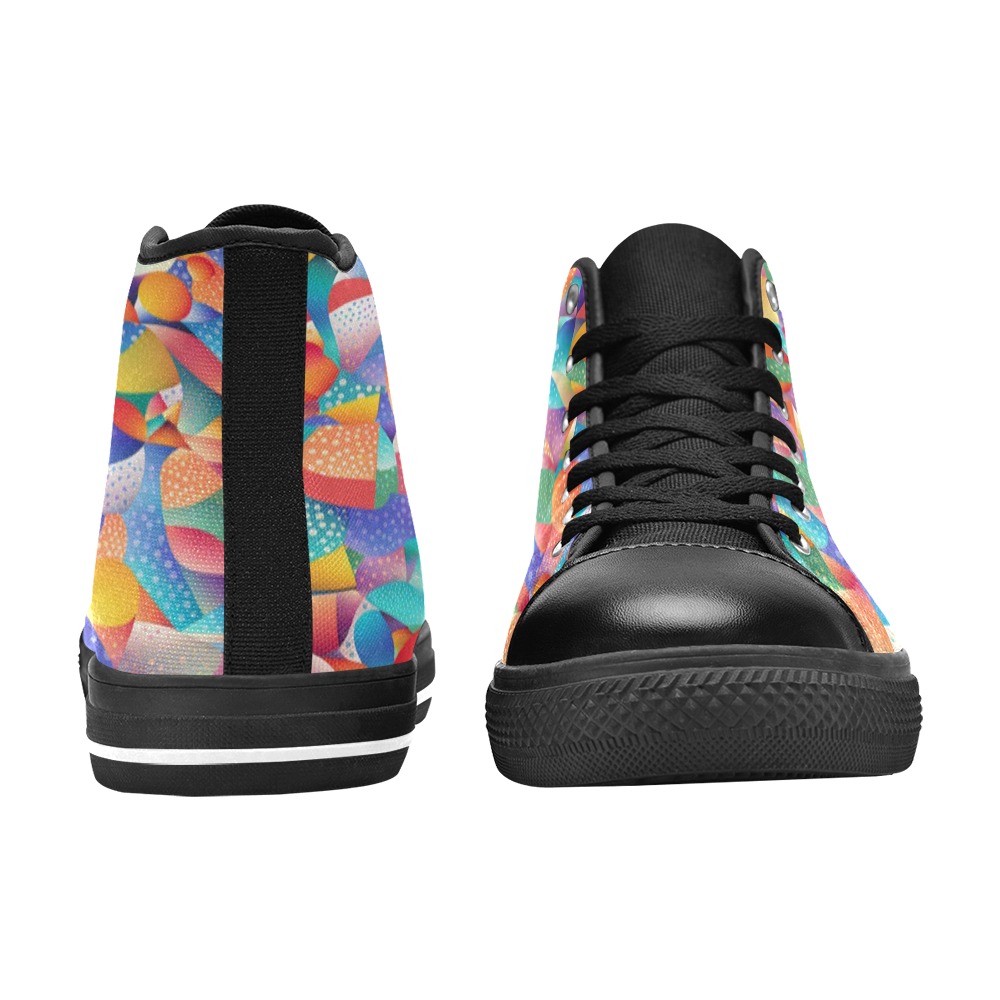 Sunset Ocean Waves Women's Classic High Top Canvas Shoes (Model 017)