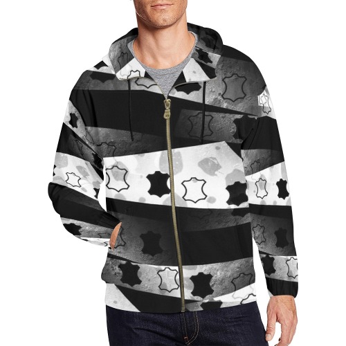Leather Sign by Nico Bielow All Over Print Full Zip Hoodie for Men (Model H14)