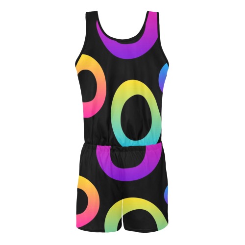 Gradient Circles Neon All Over Print Vest Short Jumpsuit
