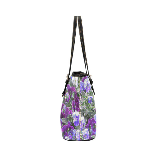 Field Of Purple Flowers 8420 Leather Tote Bag/Large (Model 1651)