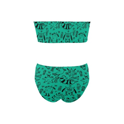 PATTERN MOSTRINI verde Chest Wrap Bikini Swimsuit (Model S36)