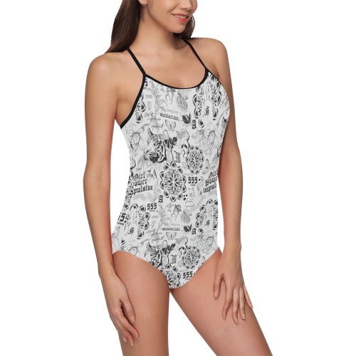 Inspirational tattoo pattern Strap Swimsuit ( Model S05)