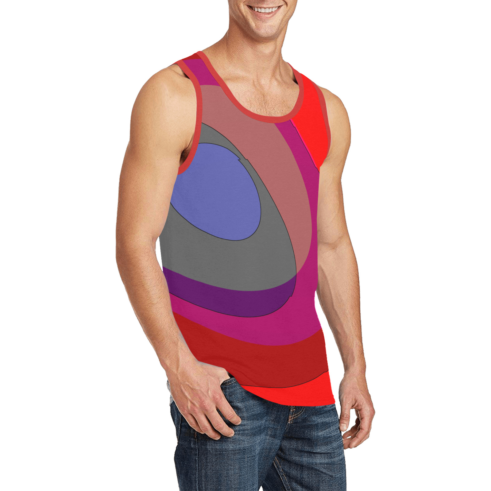 Red Abstract 714 Men's All Over Print Tank Top (Model T57)