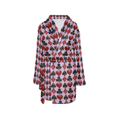 Black Red Playing Card Shapes - Purple Women's All Over Print Night Robe
