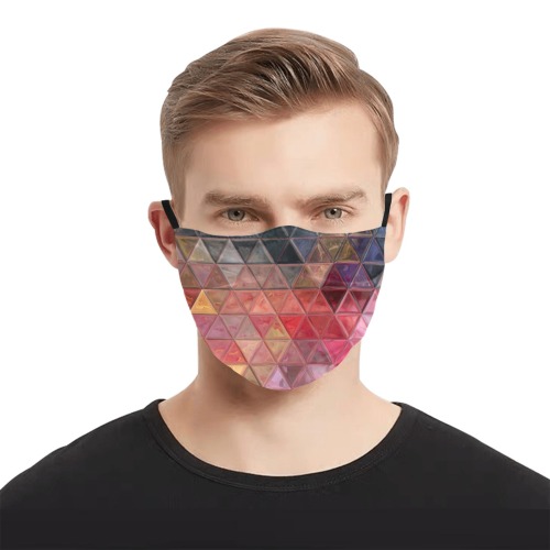 mosaic triangle 3 Pleated Mouth Mask for Adults (Model M08)