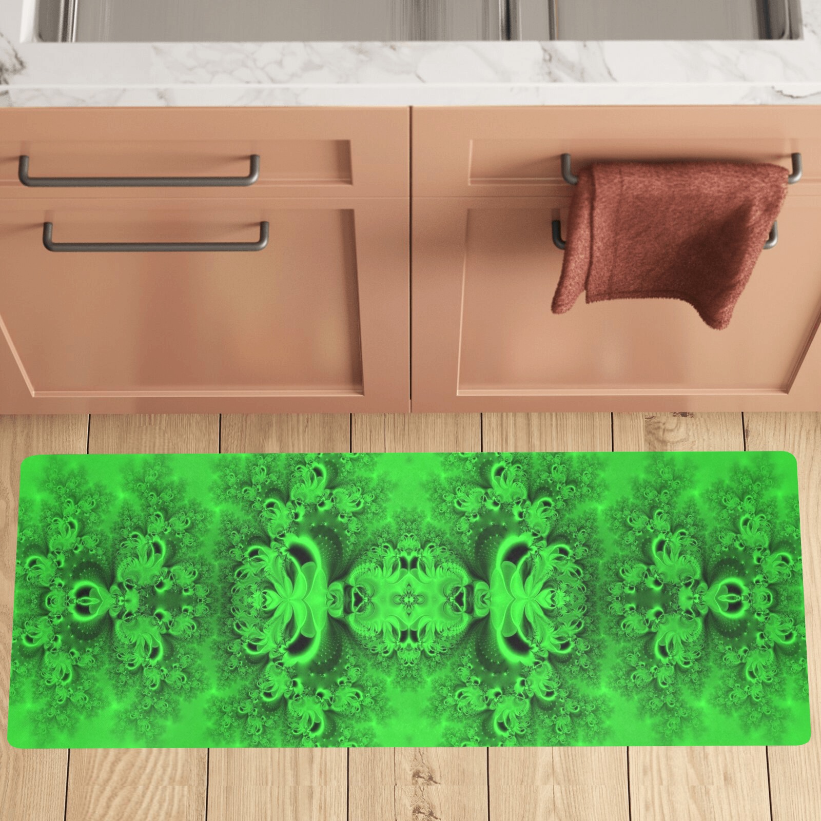 New Spring Forest Growth Frost Fractal Kitchen Mat 48"x17"