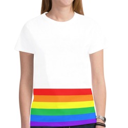 Rainbow Border Tee New All Over Print T-shirt for Women (Model T45)