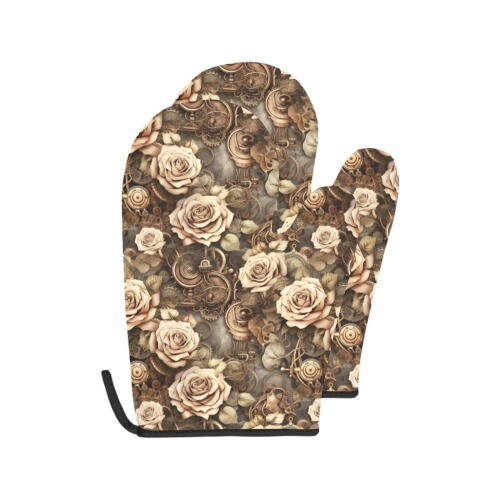 Steampunk Roses Oven Mitt (Two Pieces)