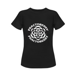 FRACTOBERRY BLACK AND WHITE LOGO HI RES BLACK T-SHIRT Women's T-Shirt in USA Size (Two Sides Printing)