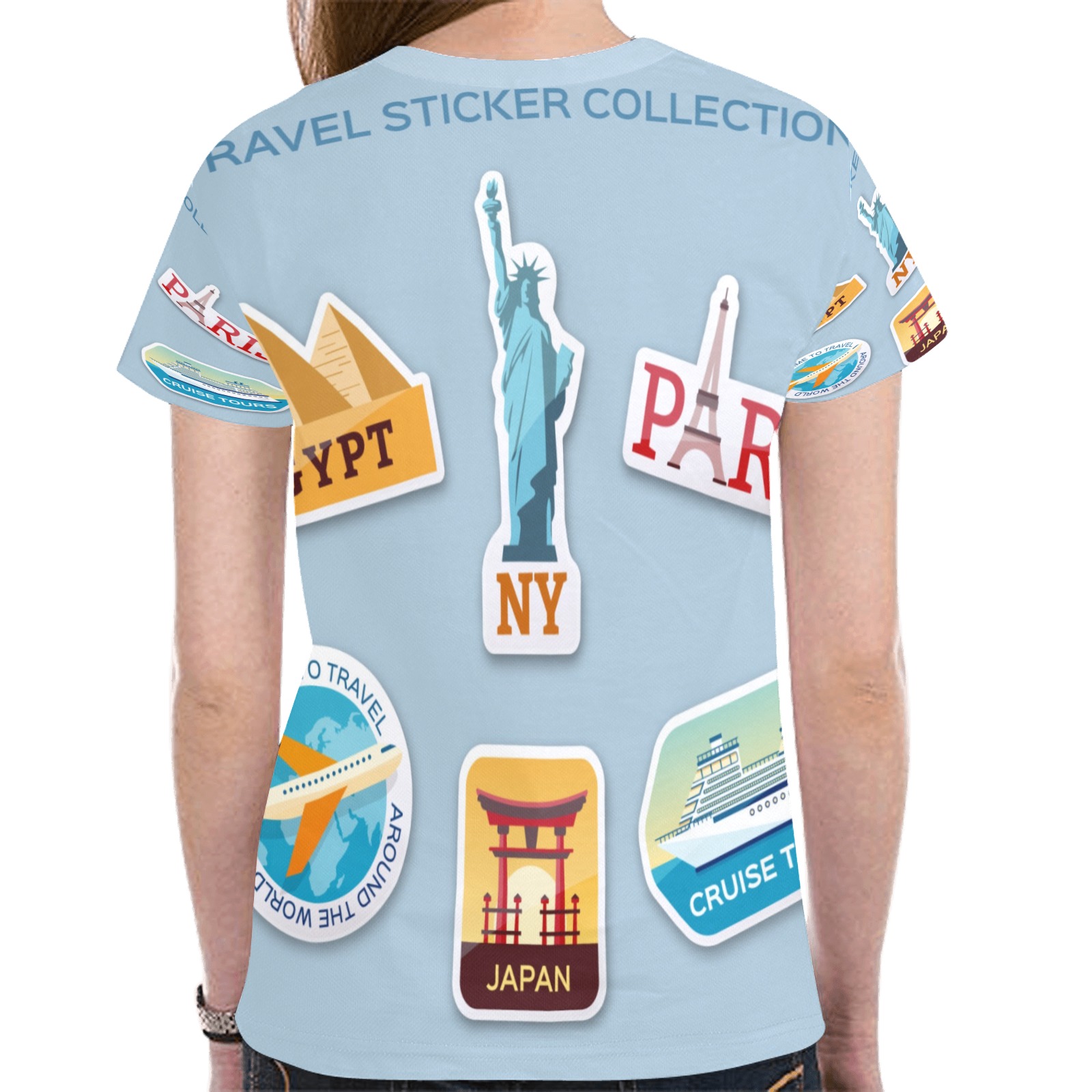 travel sticker collection collectable fly New All Over Print T-shirt for Women (Model T45)