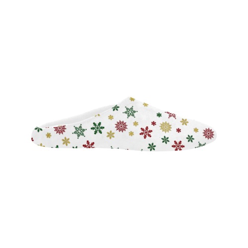 Snowflake Print Women's Non-Slip Cotton Slippers (Model 0602)