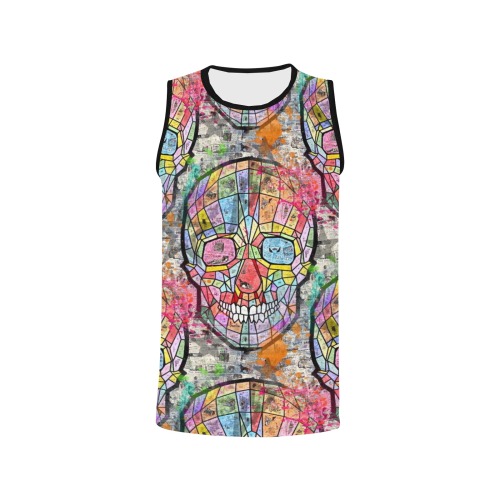 Paper Skull by Nico Bielow All Over Print Basketball Jersey