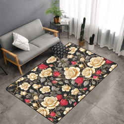 Fabulous Florals 14 Area Rug with Black Binding 7'x5'