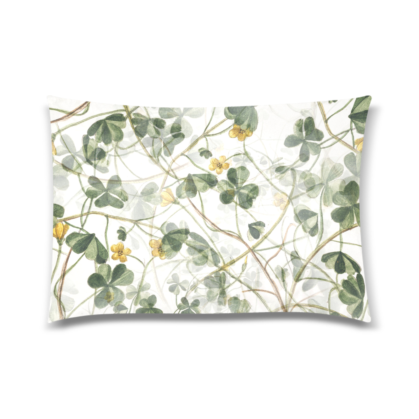 Vintage Yellow Floral Clover Foliage Plant Custom Zippered Pillow Case 20"x30"(Twin Sides)