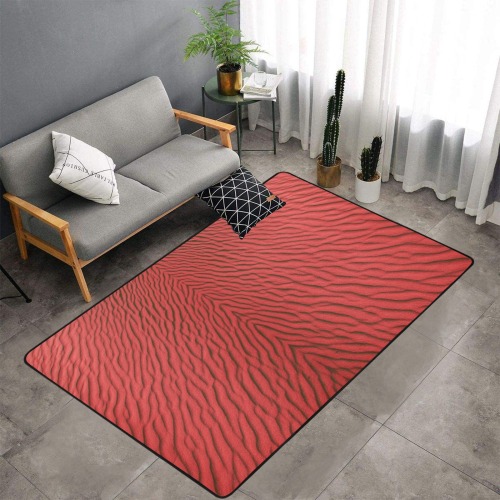 sand -red Area Rug with Black Binding 7'x5'