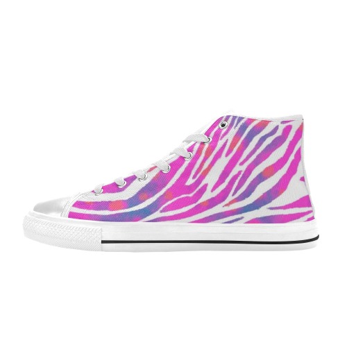 Pink and Purple Animal Print High Top Canvas Shoes for Kid (Model 017)