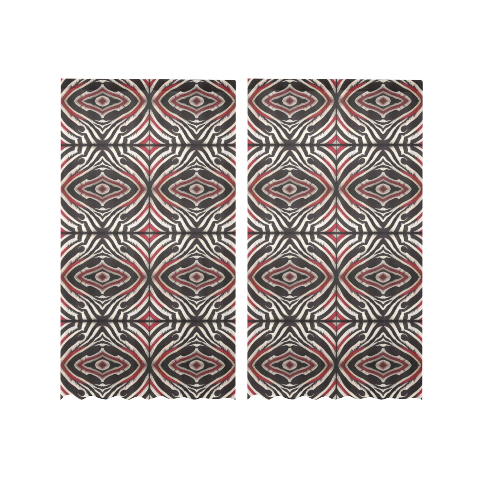 zebra print repeating pattern Gauze Curtain 28"x63" (Two-Piece)