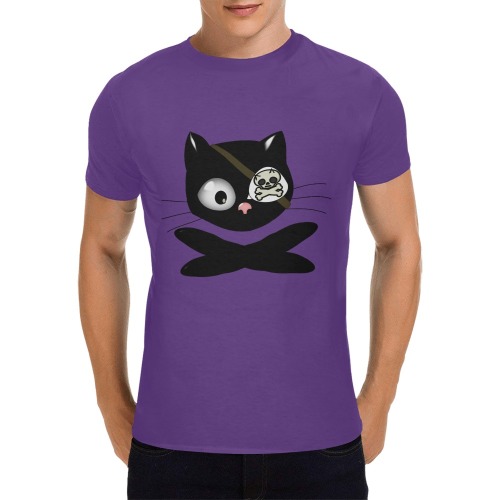 Cute Pirate Kitty Cat With Eye Patch Men's T-Shirt in USA Size (Front Printing Only)